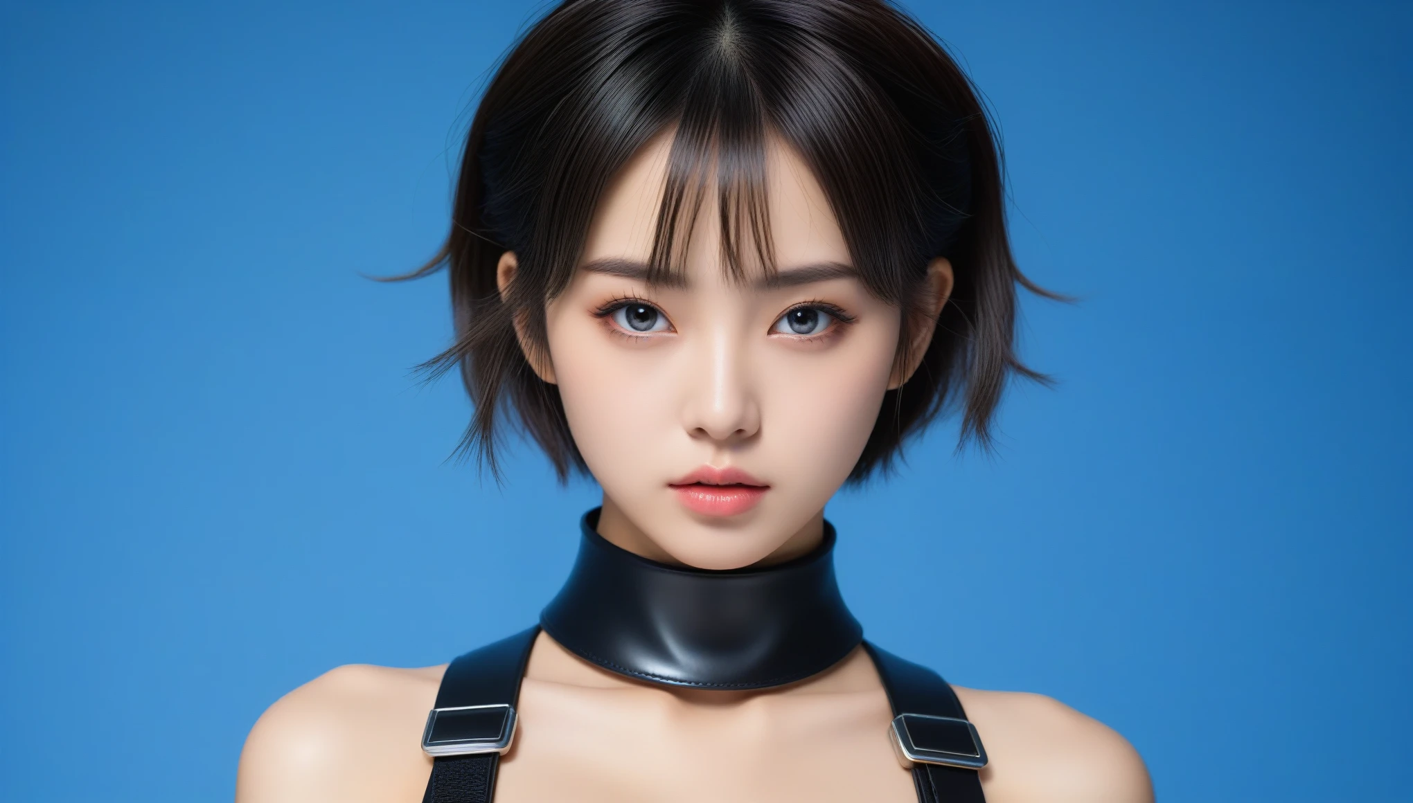 8k, Ultra-high resolution, Highest quality, masterpiece, 三分割法によるphotograph,Surreal, photograph, 1 , (:1.3), cute, cute顔, 細部までBeautiful Eyes, 細かくdetailedに,masterpiece,One Girl:1.2,Japanese women,Policewoman,upper body,glaring,Black short hair,Space buns,ID photo,(Police officer of the future:1.3),cyber punk,Future City,white collar,((Fusion of humans and androids)),((Fusion of humans and androids))(Beautiful attention to detail),Subtle details, detailedな顔,anger,Attractive eyes,(ポートレートphotograph:1.4),(Photorealistic images:1.4),Fantasy art,(Beautiful Face:1.4),美しくAttractive eyes、Beautiful Eyes,Silver residue,(Tight waist:1.4)、(Beautiful with perfect body proportions:1.4),Pink Lips,profile,(((Ideal body type))),A-cup small breasts :2,、Portraiture:2、Perfect Anatomy、鮮明なdetailed、detailed,Fashion magazine cover,Thin lips,完璧でBeautiful Face ,完璧でcute顔, Skin with attention to detail, Perfect limbs、Narrow waist,Surreal,Light and shadow,spotlight