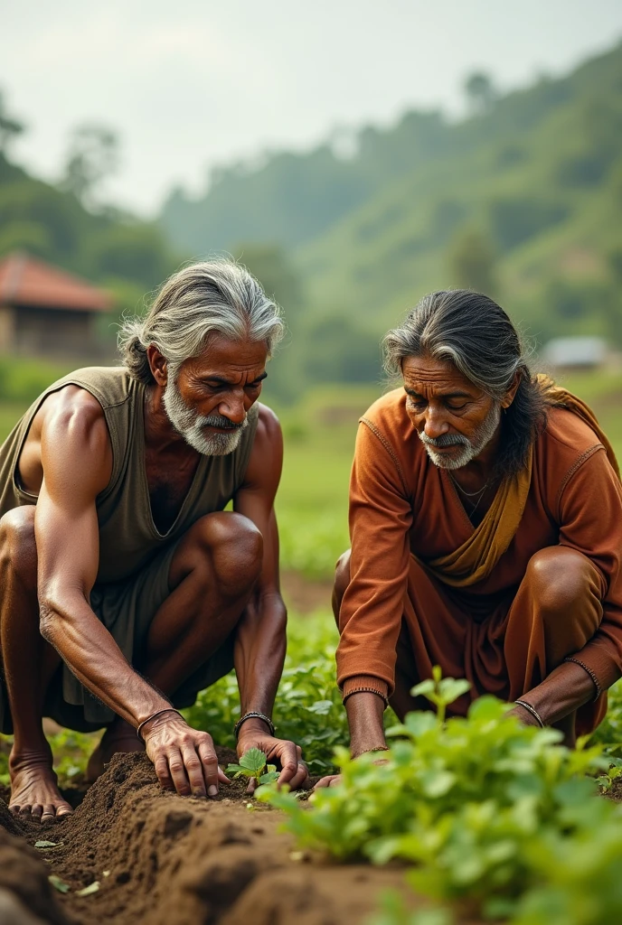 indian couple are working hard in their farm