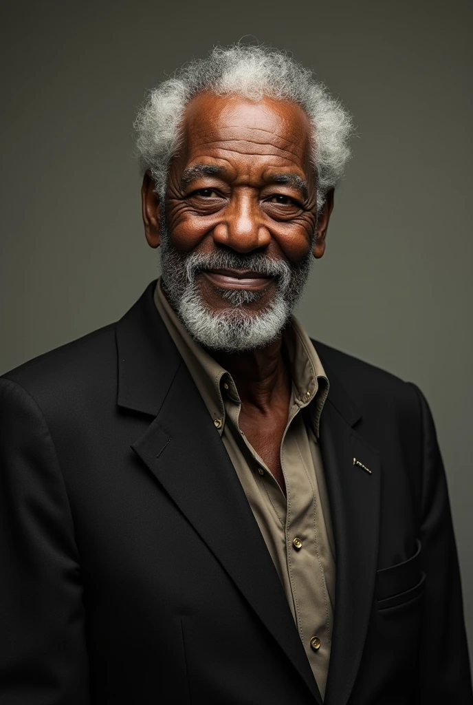 Create a person with Morgan Freeman characteristics , standing 