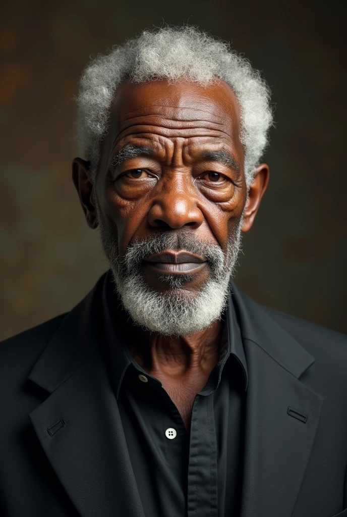 Create a person with Morgan Freeman characteristics , standing 