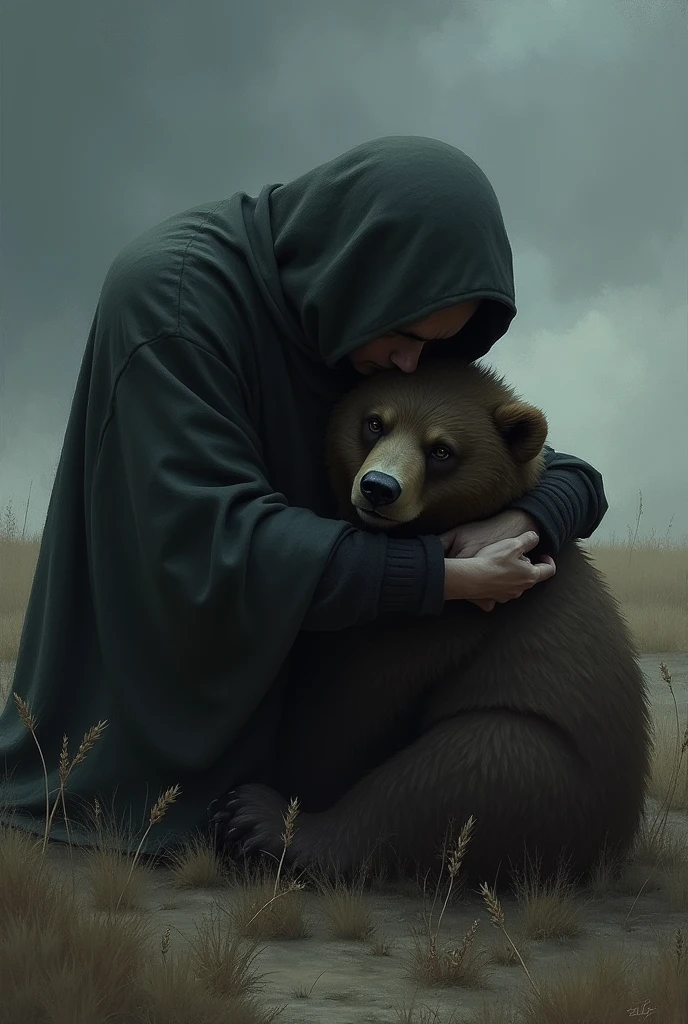 death and despair, person holding a bear