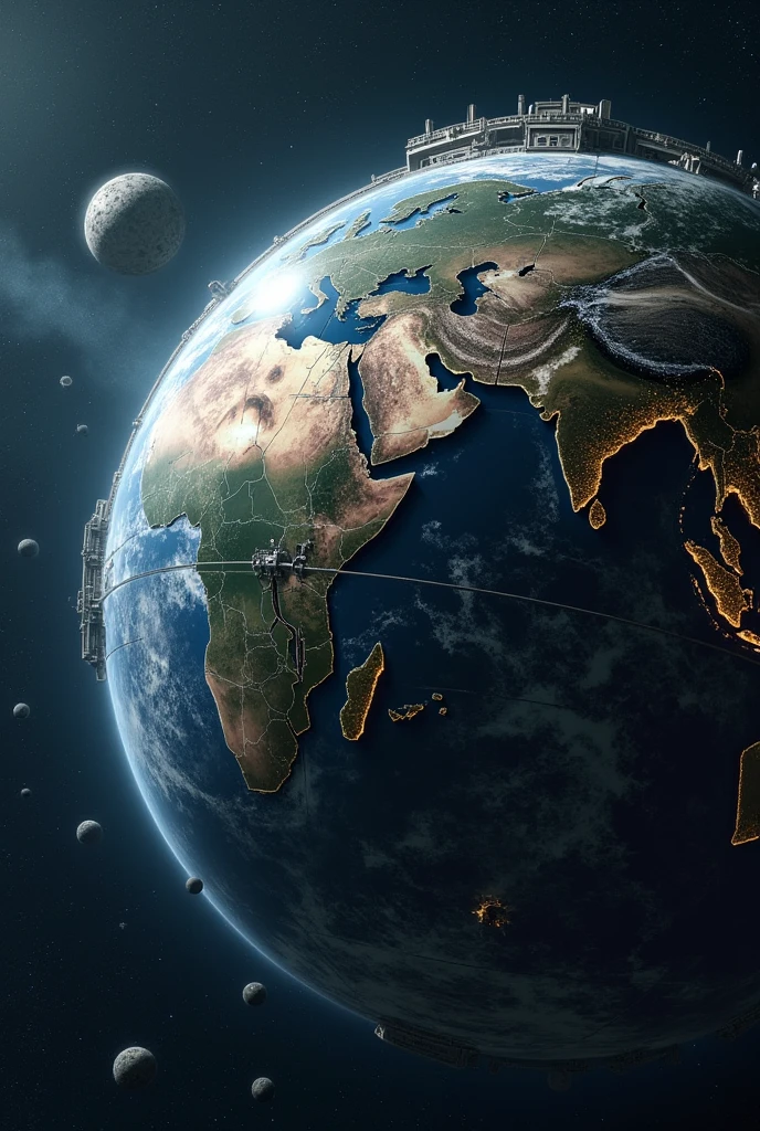 a fictional futuristic globe spaceship on space that is infinitely sustainable and can serve as the second earth
