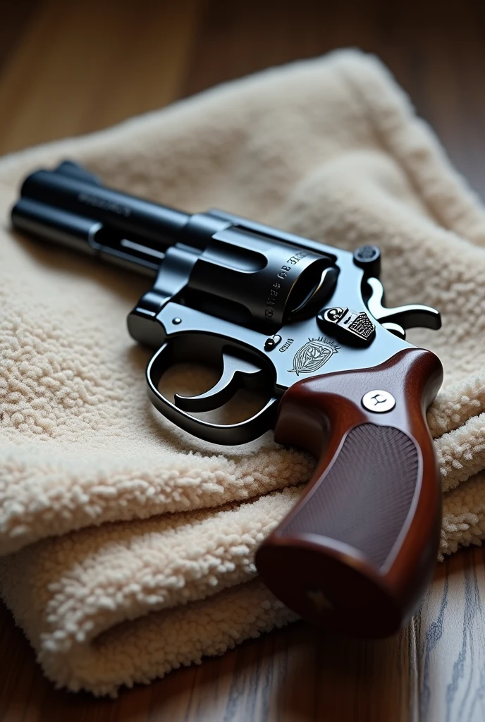 38 caliber revolver on top of a towel