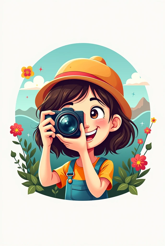 Life Through A lens logo with a cartoon girl clicking picture with camera