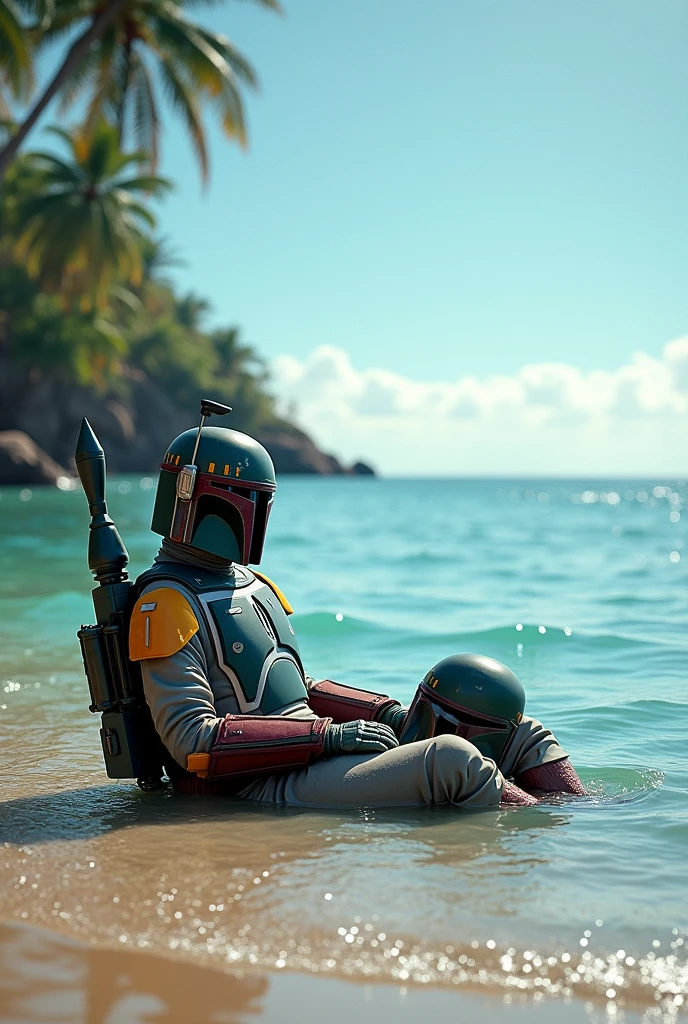 Boba Fett bathing in the sea、Star Wars、movie、Mandaean