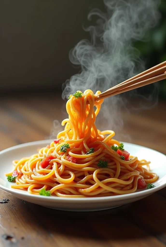 Noodles on a 3d plate