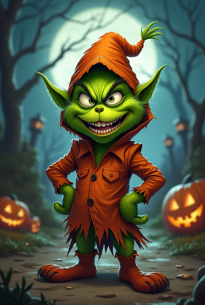 A grinch dressed up for Halloween