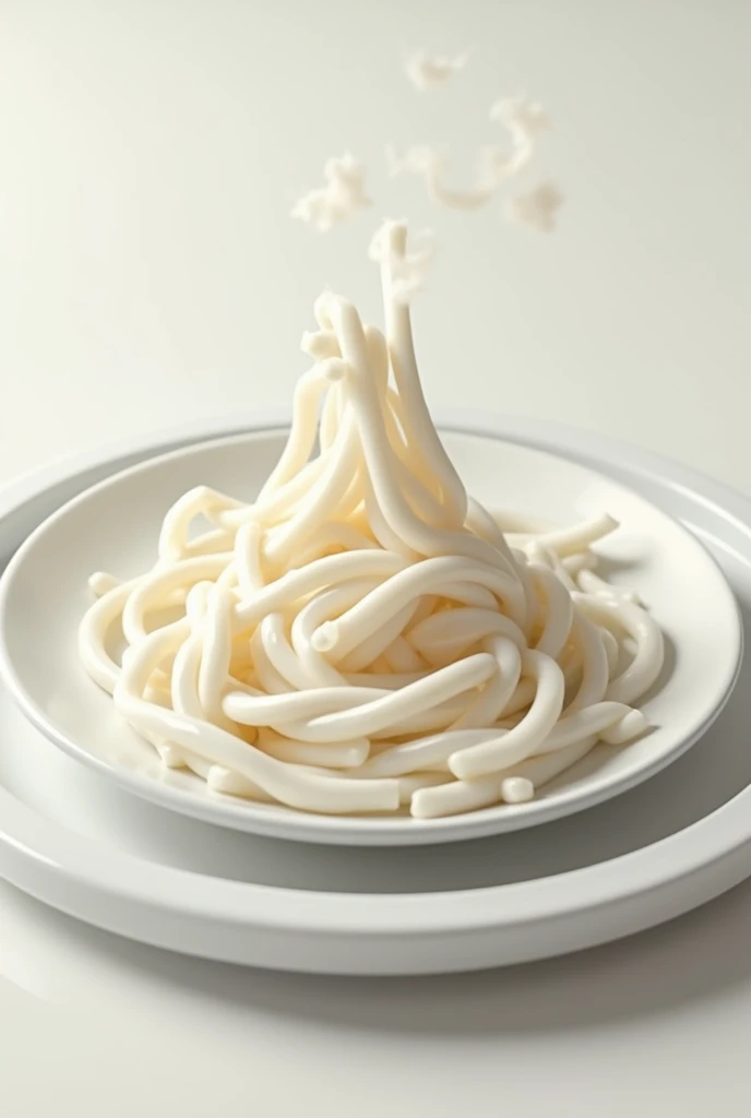 White noodles on plate 3d