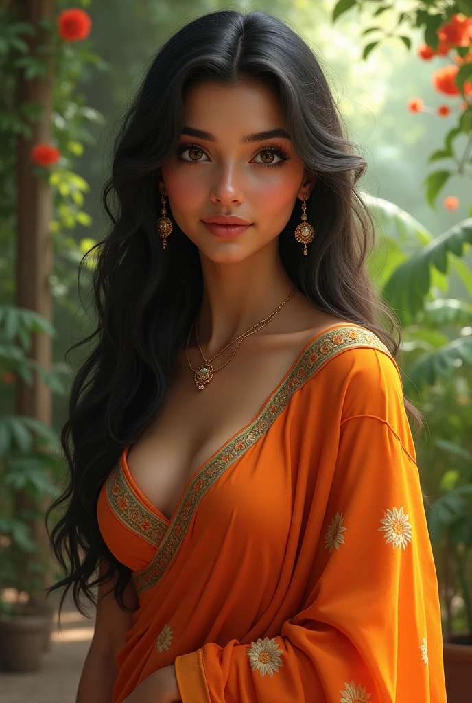 Indian Girl with bra and saree