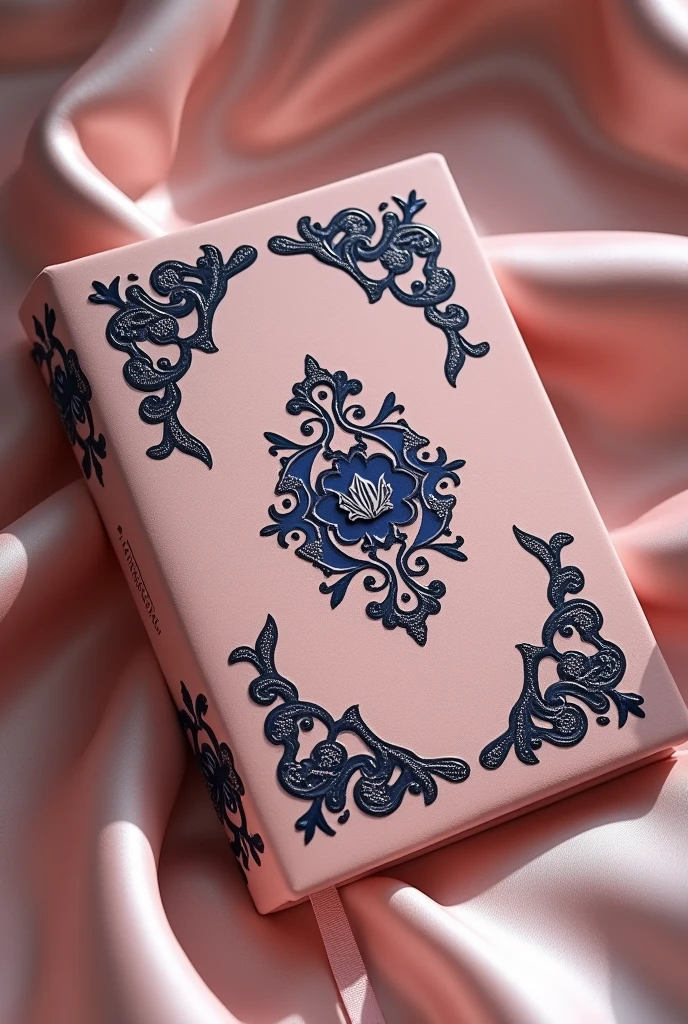 A coquette navy blue and  pink diary. Velvet is the fabric in baby pink colour (the base) and the rest decor is in navy blue