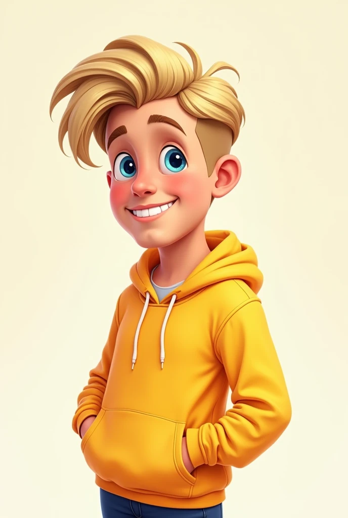 Cartoon man handsome with yellow hoodie Blonde
attractive