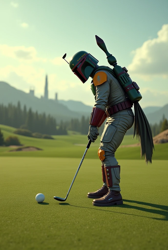 Boba Fett playing golf、Star Wars、movie、Mandaean