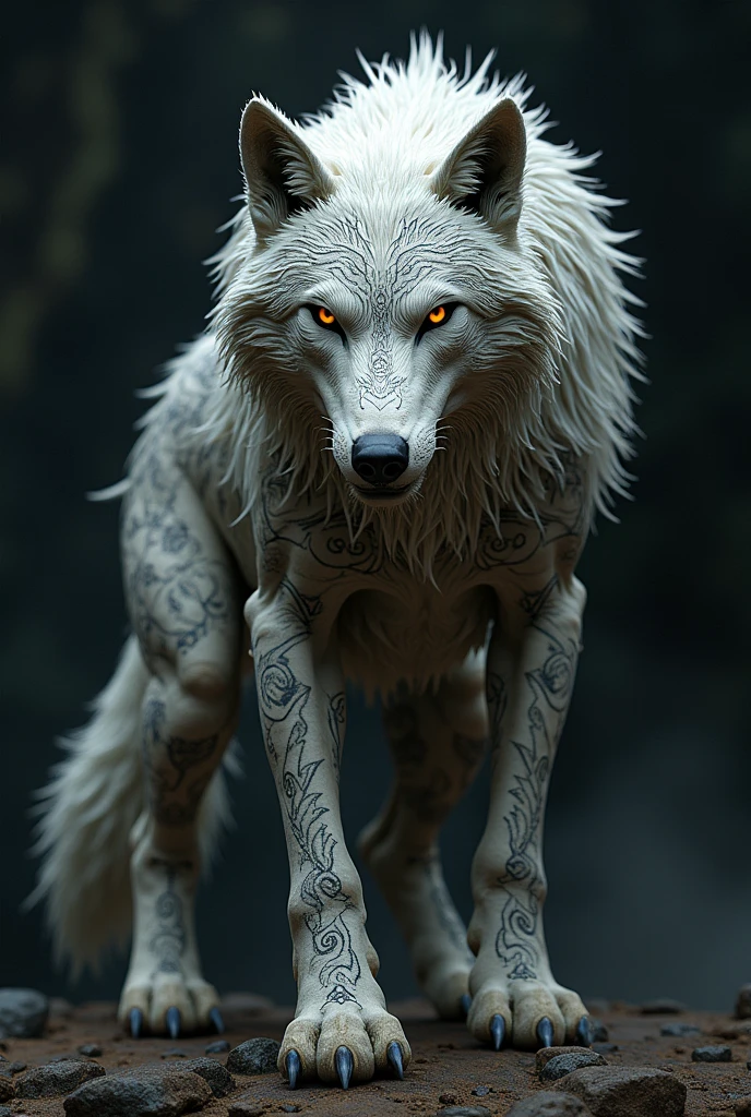 Half wolf half tatoo drawing HD