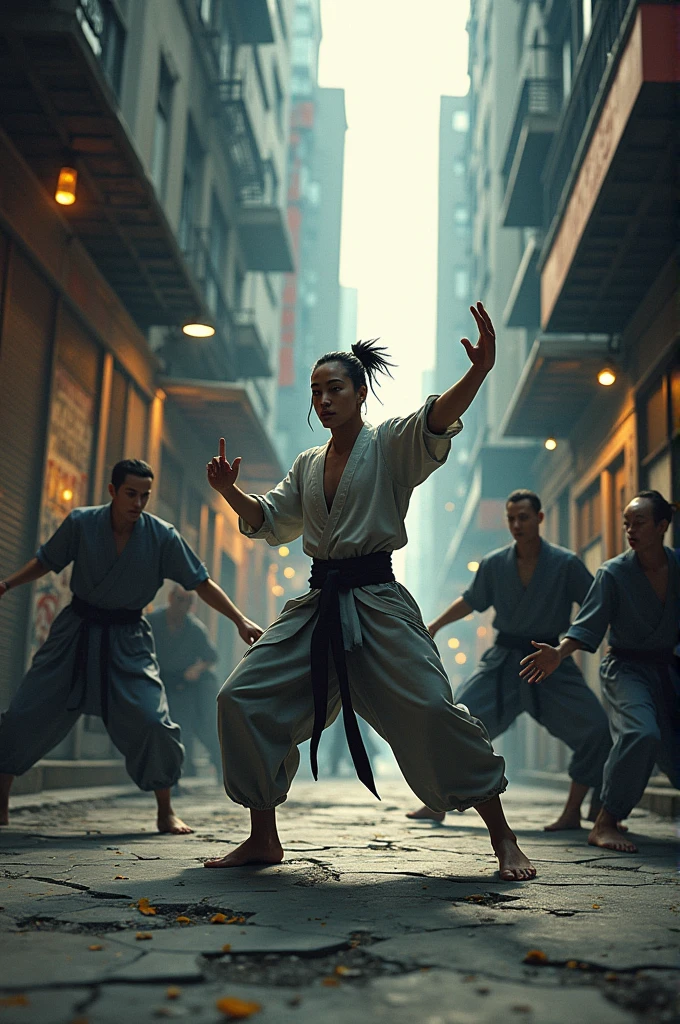 Jonggun looksim is fighting 6 people with akido on the street