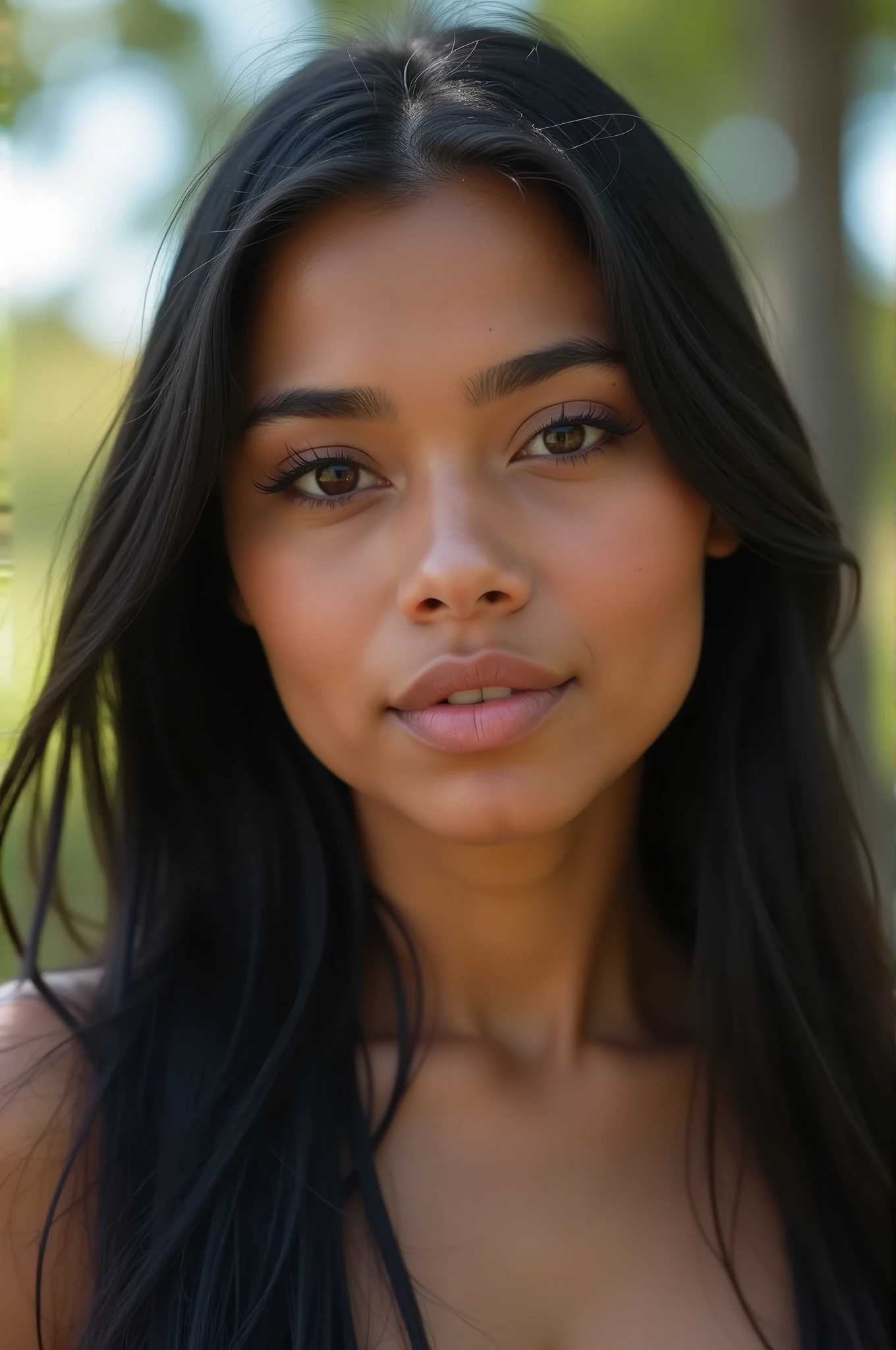 Realistic video of 20 years old Latina Chicha with black straight hair and light chocolate skin color, chubby girl, with indigenous trait, ugly very ugly fat