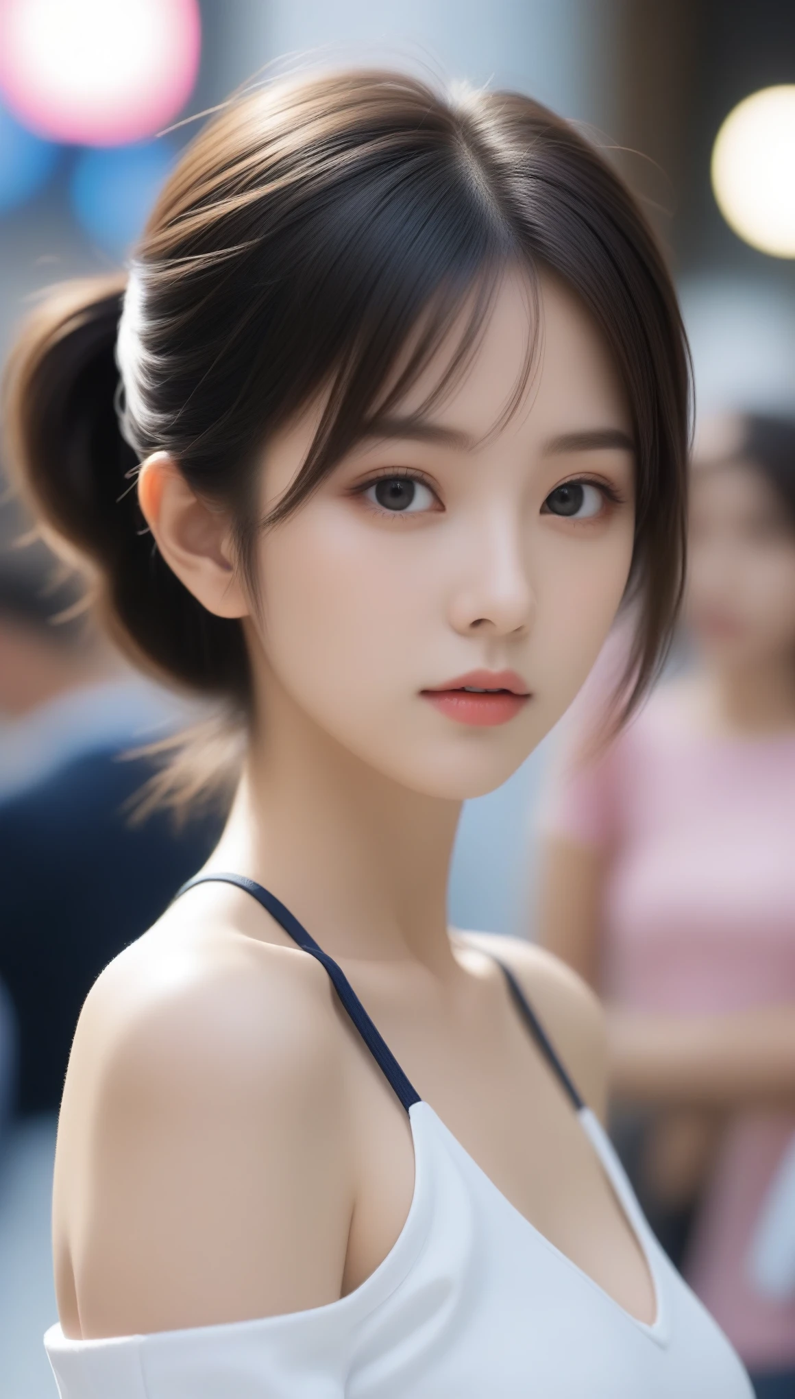 8k, Ultra-high resolution, Highest quality, masterpiece, 三分割法によるphotograph,Surreal, photograph, 1 , (:1.3), cute, cute顔, 細部までBeautiful Eyes, 細かくdetailedに,masterpiece,One Girl:1.2,Japanese women,Policewoman,upper body,glaring,Black short hair,Ponytail,ID photo,(Police officer of the future:1.3),cyber punk,Future City,white collar,((Fusion of humans and androids))(Beautiful attention to detail),Subtle details, detailedな顔,anger,Attractive eyes,(ポートレートphotograph:1.4),(Photorealistic images:1.4),Fantasy art,(Beautiful Face:1.4),美しくAttractive eyes、Beautiful Eyes,Silver residue,(Tight waist:1.4)、(Beautiful with perfect body proportions:1.4),Pink Lips,profile,(((Ideal body type))),A-cup small breasts :2,、Portraiture:2、Perfect Anatomy、鮮明なdetailed、detailed,Fashion magazine cover,Thin lips,完璧でBeautiful Face ,完璧でcute顔, Skin with attention to detail, Perfect limbs、Narrow waist,Surreal,Light and shadow,spotlight
