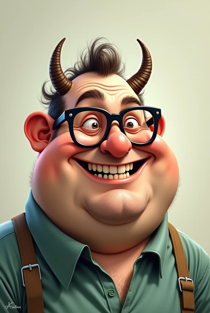 I want to create a fat math teacher with glasses, horns and monkey teeth