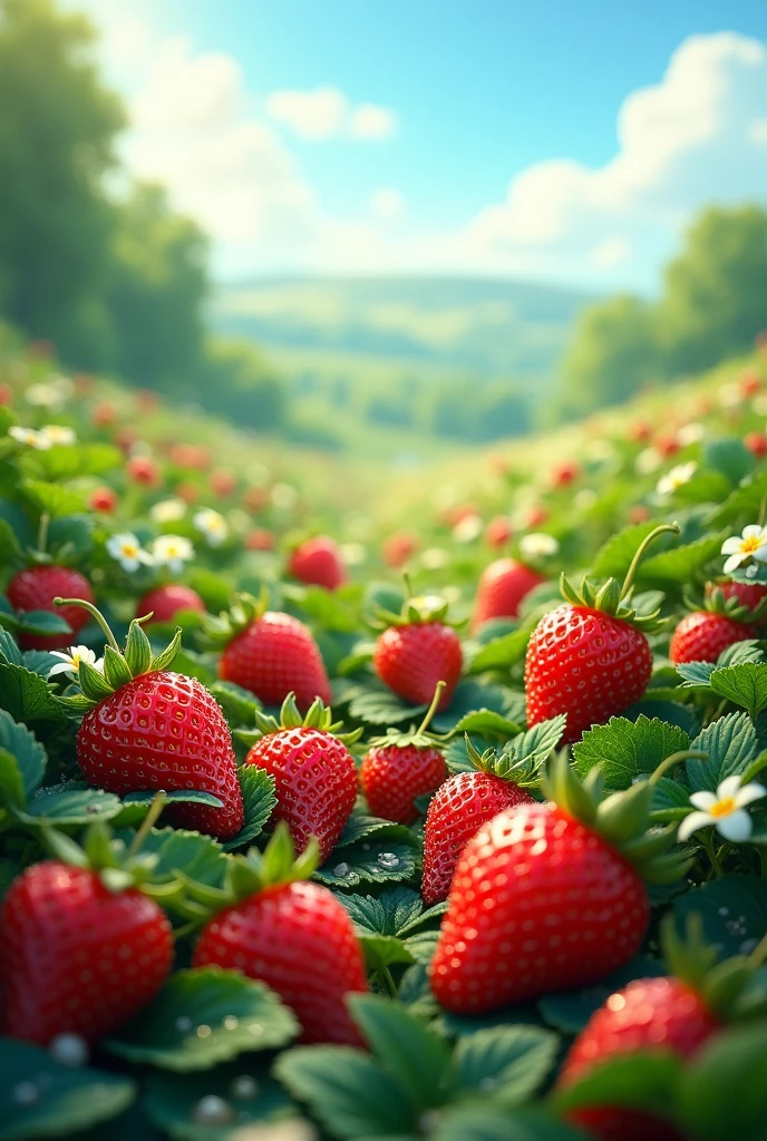 Strawberry garden with 20 strawberries
