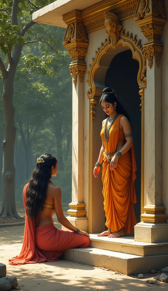 maata paarvatee ne snaan karane se pahale apane putr ko dvaar par pahara dene ke lie kaha. unhonne apna putra ko aadesh diya ki koee bhee andar na aae.
