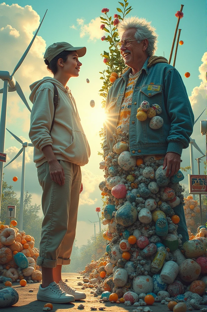 On one side sustainable consumption and on the other a critique of absolence, a sustainable person and another in overconsumption