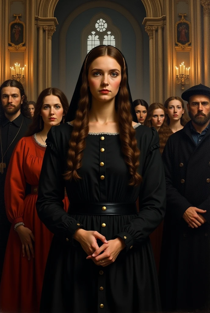 An oil painting of catherine of Aragon attending a funeral from The Spanish Princess