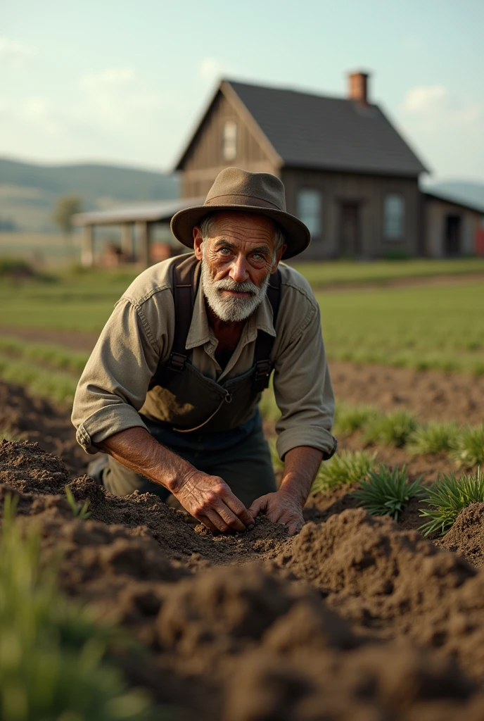 a poor man woman working hard in their farm