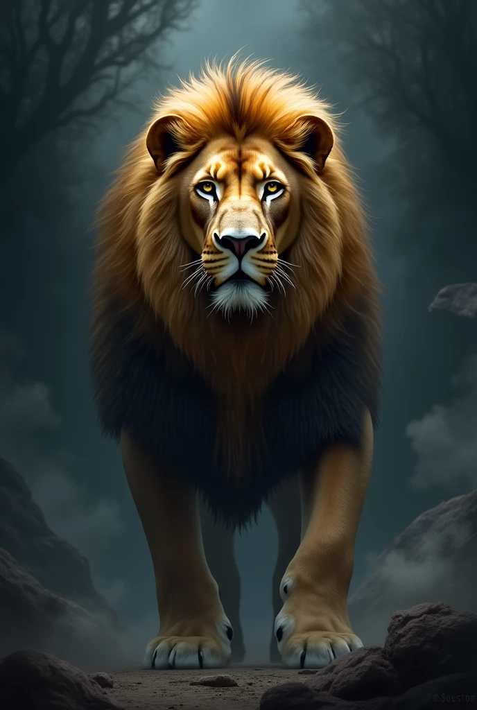 Lion dark background 