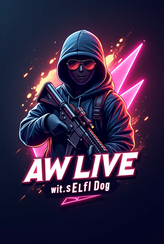 Make a gaming logo , titled as AW LIVE and has a free fire character