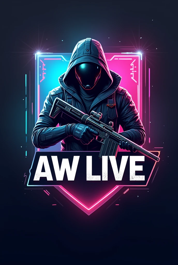 Make a gaming logo , titled as AW LIVE and has a free fire character chrono