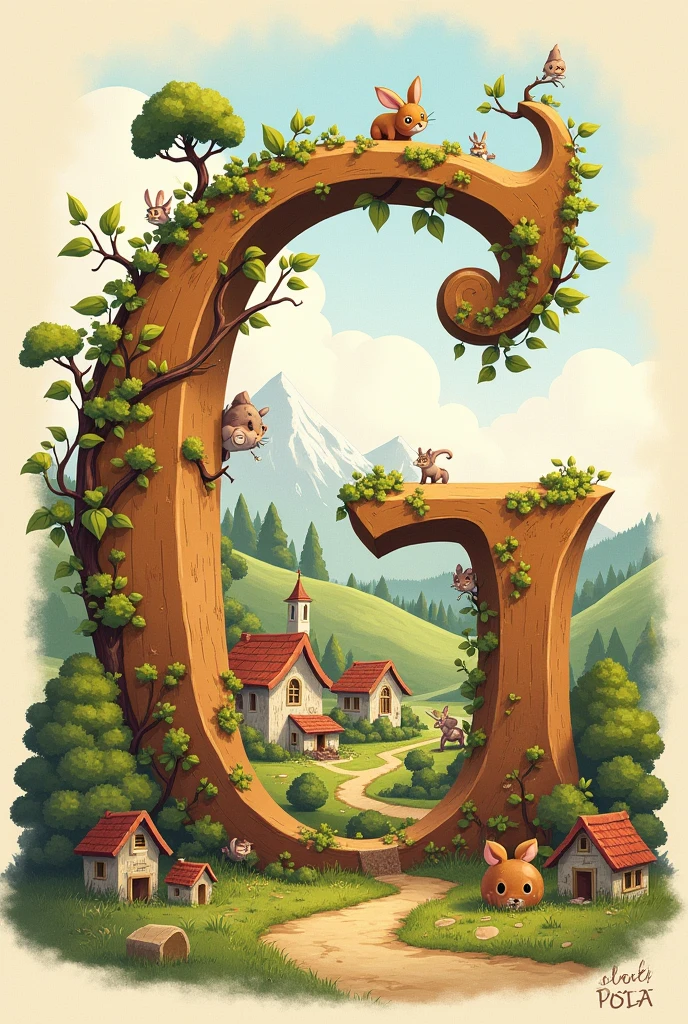 An image about the first animated letter about the story with a village