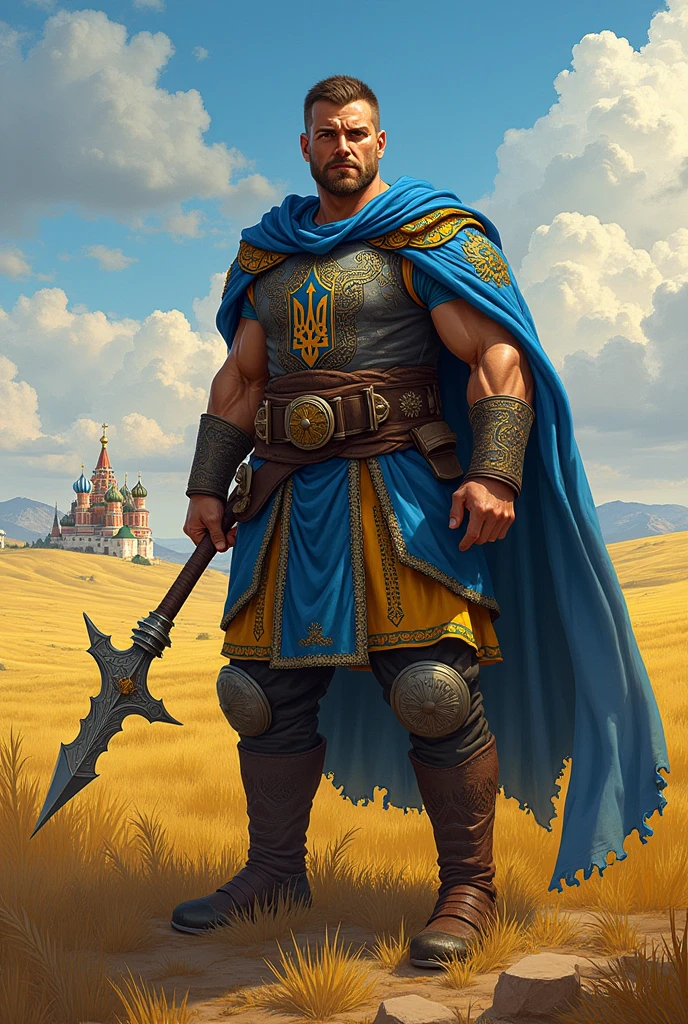 Show Ukraine as a men warrior 