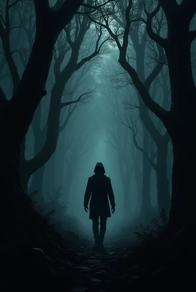 **In the pitch-black forest, Arjun felt a sense of urgency.**  
    *Image Prompt:* Arjun’s silhouette in the pitch-black forest, his posture indicating urgency and fear.