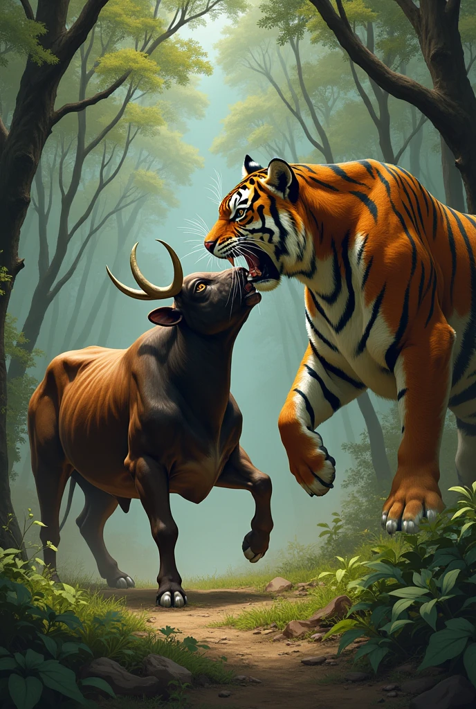 Cow attack a tiger