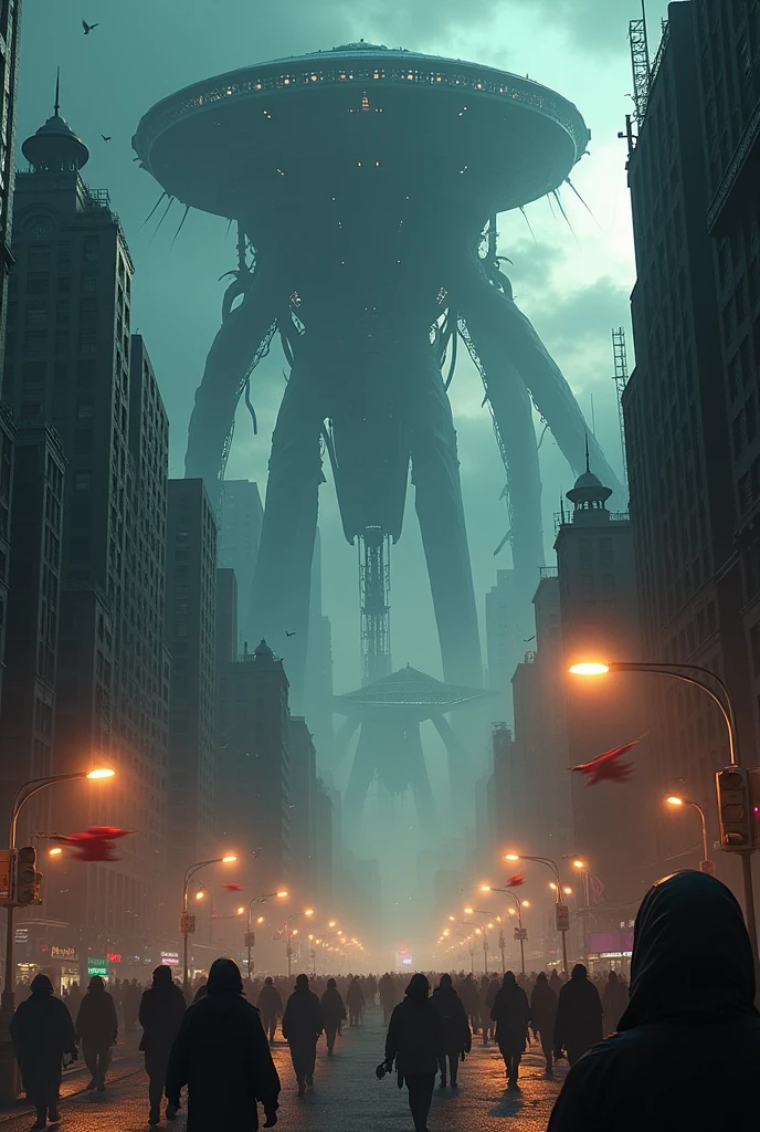 In the big city at night、Extraterrestrial invasion。
3dCG graphics
