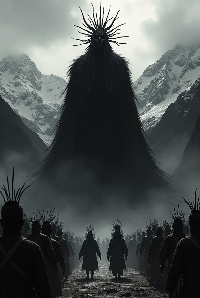 Shadow image of the Lord of Qoyur RITI festival in Peru, with the characters of "the pablitos'