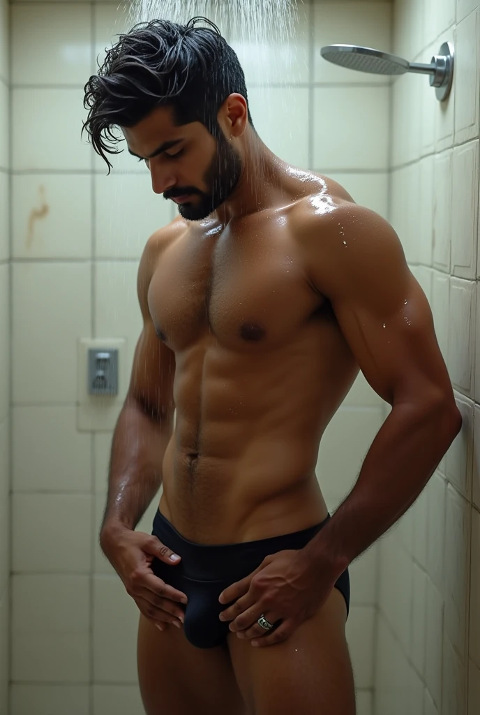 Indian guy showering wearing briefs holding his dick
Oiled skin naked