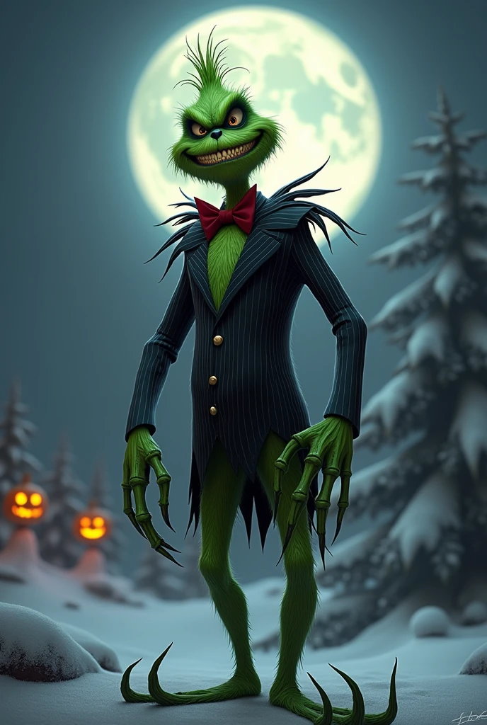 A grinch dressed as jack skellington
