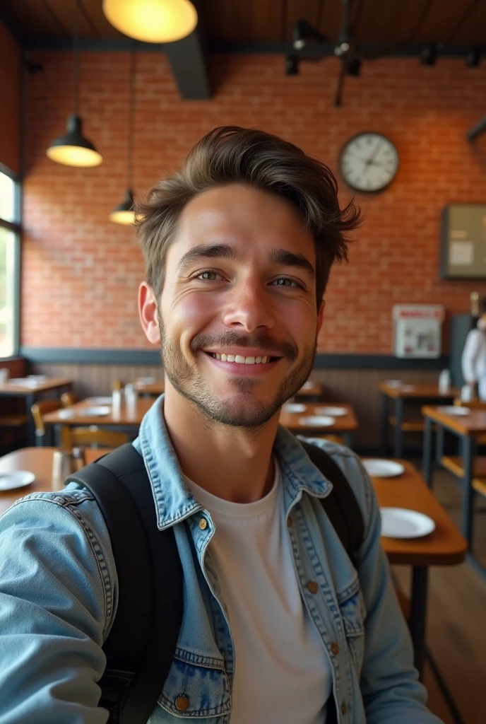 A cafeteria bricks background to add my selfie 