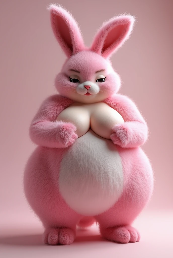 Pink furry girl voluptuous bunny rabbit ears voluptuous sensual