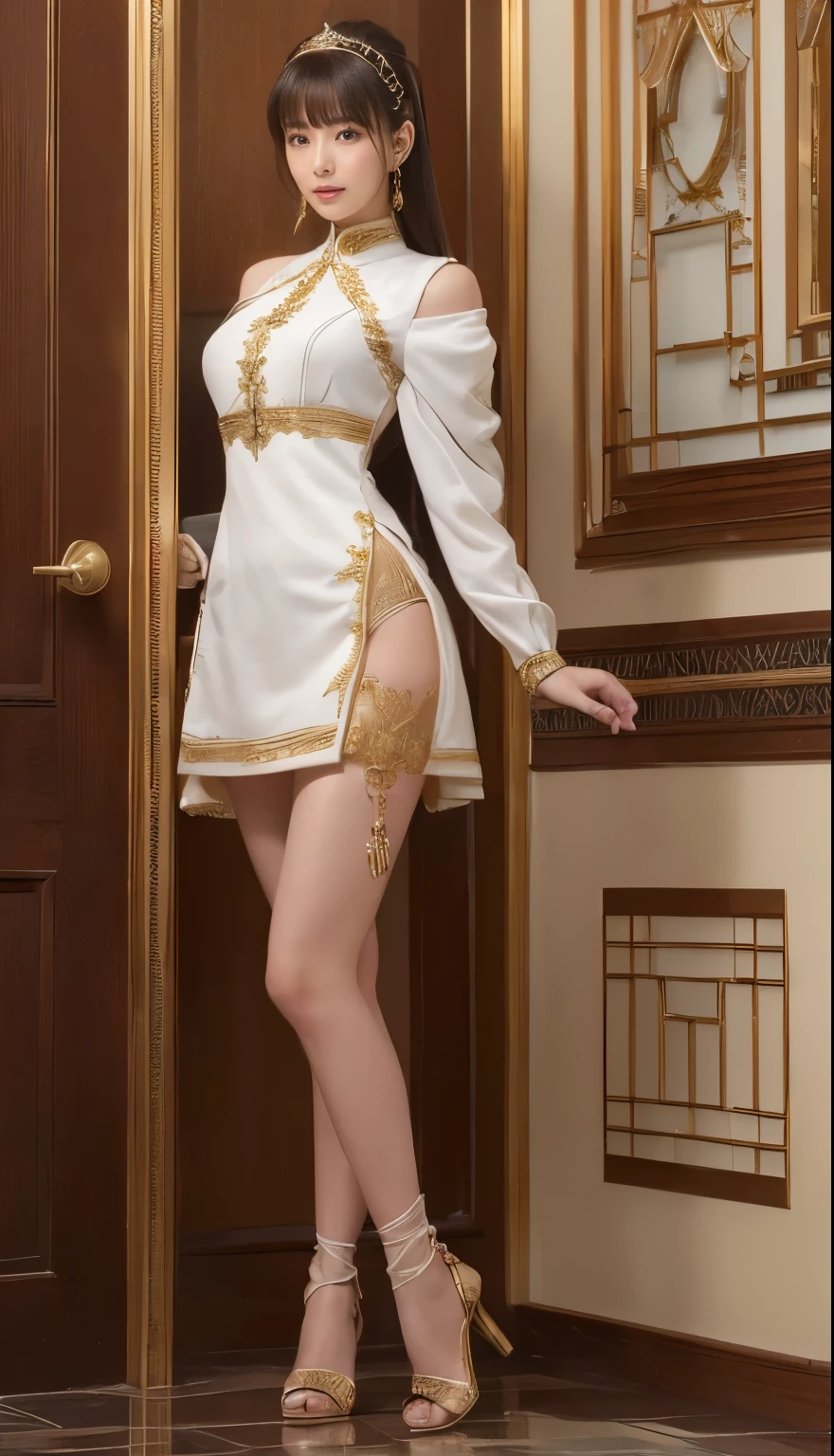 (((32k,high details,high detail、masterpiece,attention to detail,Full body Esbian,1people's women))),RAW photo & realistic atmosphere,beautiful dark brown eyes,detailed mouth,glossy lips,fine eyebrows,Detailedly drawn eyes、Soft white skin that shines in every detail,Highly detailed beautiful girl,Long legs and slender body,perfect style,highly detailed face, highly detailed eyes, highly detailed skin, very fine fingers, highly detailed nose, highly detailed lips, The beauty of slim abs,Beautiful ideal long legs,perfect anatomy, highly detailed background, very detailed costume,Eyes that are sucked in,Plump and shiny lips,very beautiful face,very well-shaped face,Pure Japanese style Japanese beauty,lifelike face,shining beautiful lips,lip gloss,facial expression before kissing,elegant blue dress with open front,Fully exposed upper body,Beautiful shape of breasts,Cleavage is dazzling,mole on chest,Lift up your dress and show your panties,dazzling thighs,raise the corners of your mouth,dazzling smile,Smile,beautiful teeth,earrings,show me your ears,double eyelid,beautiful thin eyebrows,infinite reality,with a flushed face,unbelievably beautiful24old people's women,natural soft light,beautiful scenery,Camera angle that shows the whole body from diagonally above,Where to take off your panties,Stick out your chest and look up at me,hands behind,(chestnut shiny hair,barefoot,beautiful and gentle eyes:1.5),(like々The beauty,Heavy wear,back to bare neck,gentle smile,well-shaped chest,transparent orange brown hair,Bunting hair back,medium short hair,cute bangs,Let your hair hang high and tie it up,beautiful posture,No makeup,cleavage,Well good,real face,no makeup:1.6)