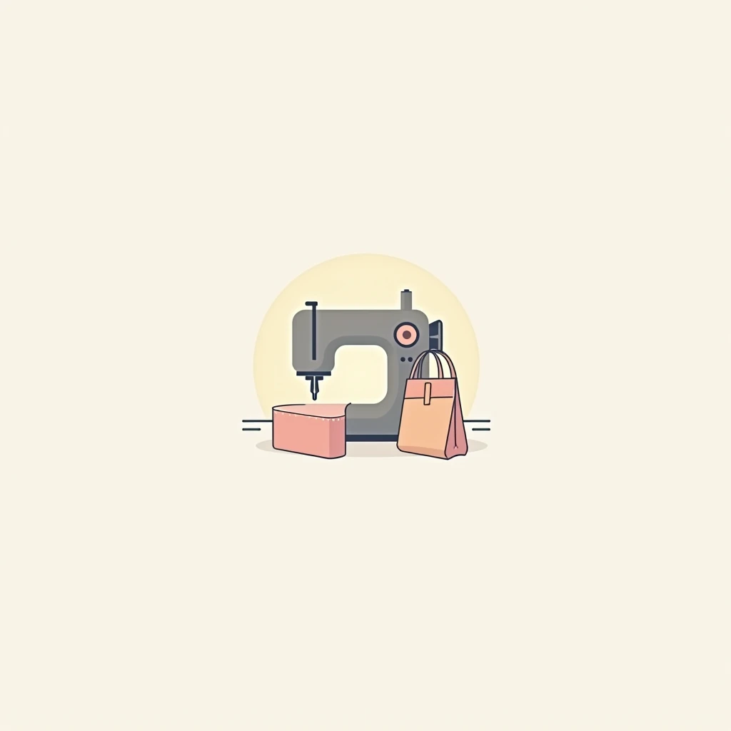 SEWING IDEAS AND TRANSFORMATIONS logo in pastel tones and a sewing machine appearing, tote bag, crossbody wallet