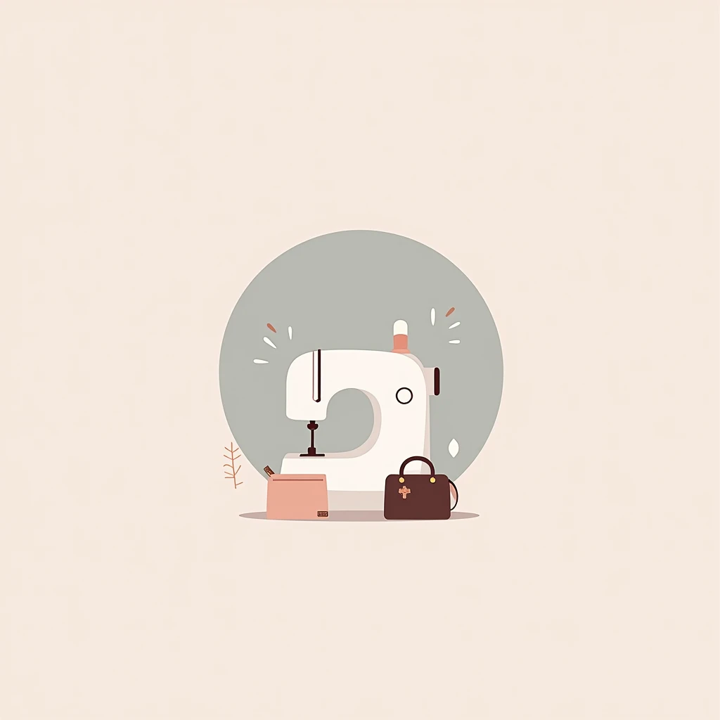SEWING IDEAS AND TRANSFORMATIONS logo in pastel tones and a sewing machine appearing, tote bag, crossbody wallet