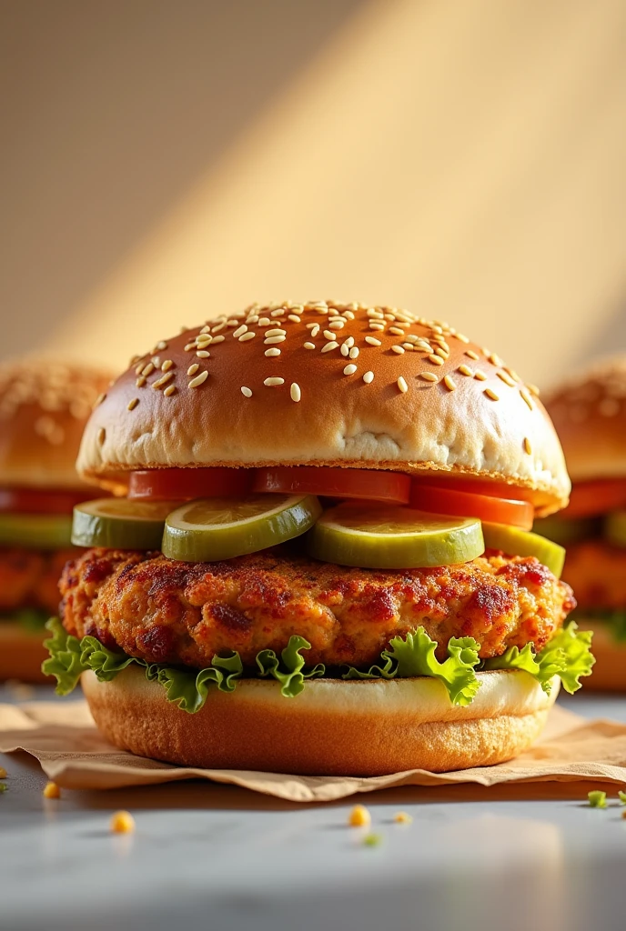 I'm going to sell chicken sandwiches. I need you to help me with an image to promote them with a good description.