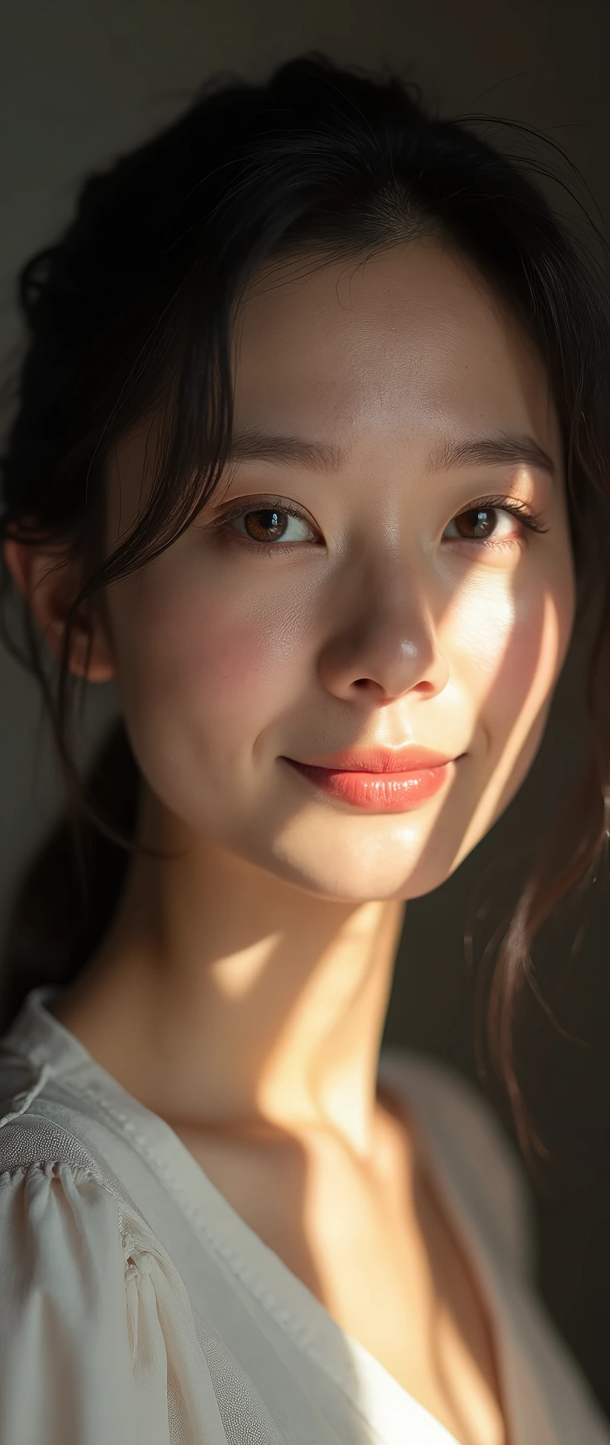 (masterpiece),(Highest quality:1.2),(Very detailed:1.2),(Ultra-high resolution),(Photorealistic Stick),(RAW Photos),8k,Backlight,(Written boundary depth),(Sophisticated lighting:1.2),(Middle-aged women),Soft Portrait Photography,Beautiful Japanese Women,Gorgeous portrait,(Eye light,Sharp pupils,Detailed eye drawing,)Very beautiful face,(Detailed skin texture:1.3),Beautiful portrait,A lovely and delicate face,Beautiful Japanese Women,(Big Breasts),(Black Hair),Look at this,(pov shot:2.0),Ultra-high resolutionの写真,Looking into the camera,(smile),(Detailed hands)