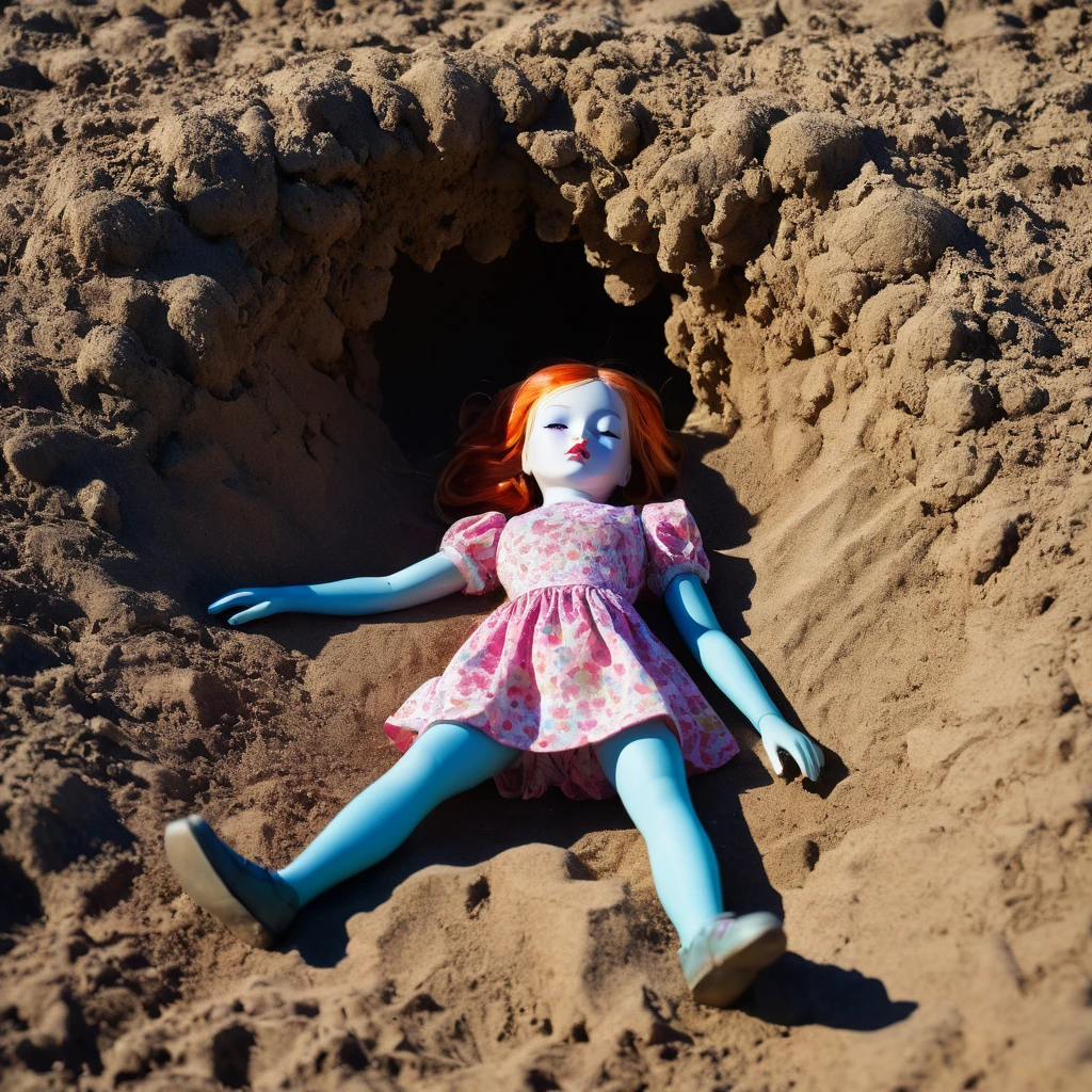 Dream of not opening your eyes, Unstable ground, Colorful Shadows, Doll-like figure, Surreal