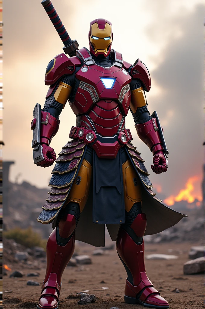 Avengers Endgame iron man but the suit is samurai style