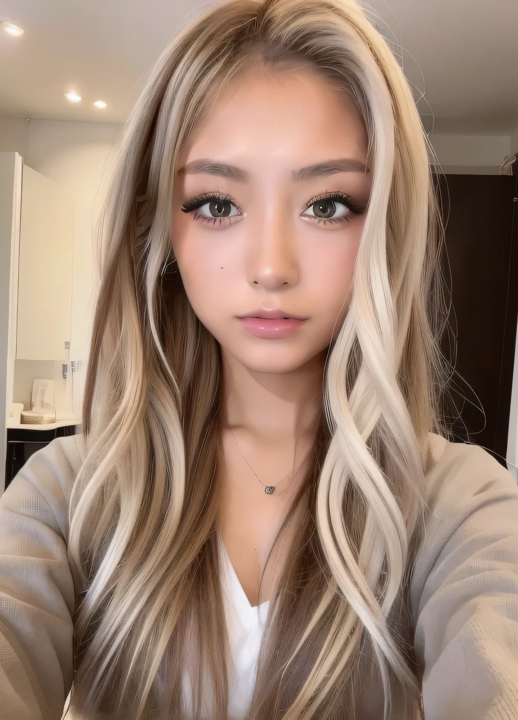 masterpiece,best quality,higher, asian,(brown race),dark skin,blonde hair,1girl,ndge