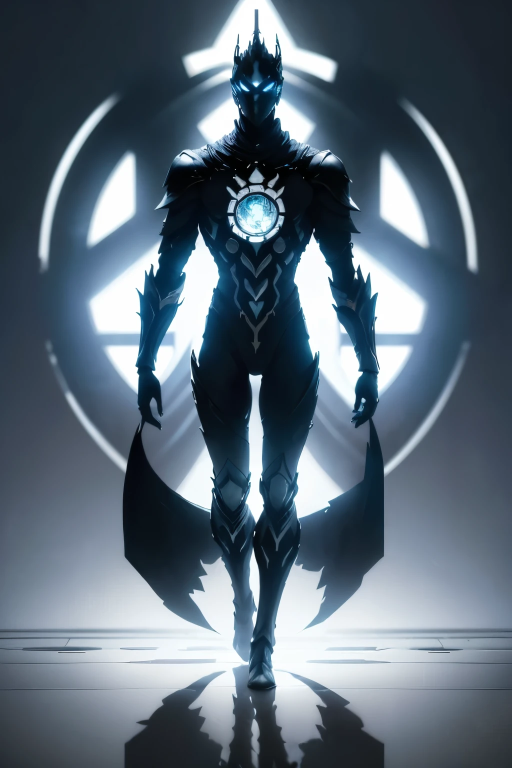 A humanoid character, Dark Souls armor made of mirrors or glass, Shadow Spirit, full body detailed from head to toe, full body view, character is looking at the viewer, ((T-pose)), (((view of the distant character to see him completely))), ((((Character centered and symmetrical in the image))))