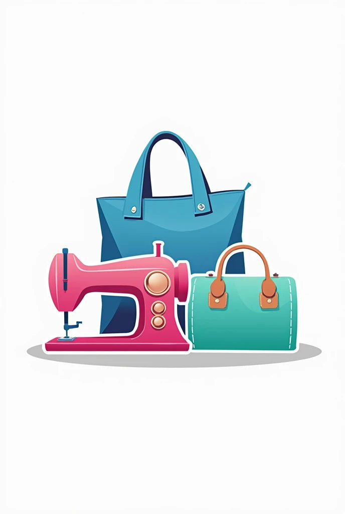 Logo for a company called:SEWING IDEAS AND TRANSFORMATIONS and a tote bag appears in the ad ,Sewing machine ,purse in sky blue colors,fiusha,mint green