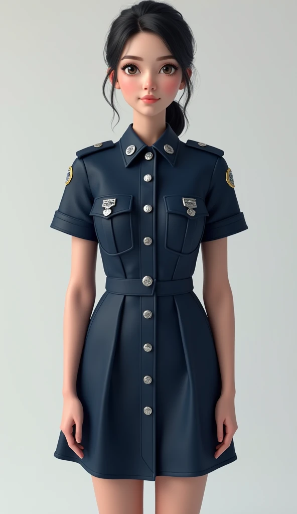 A 3d girl wear police dress fix hot dress ful length photos 8k quality